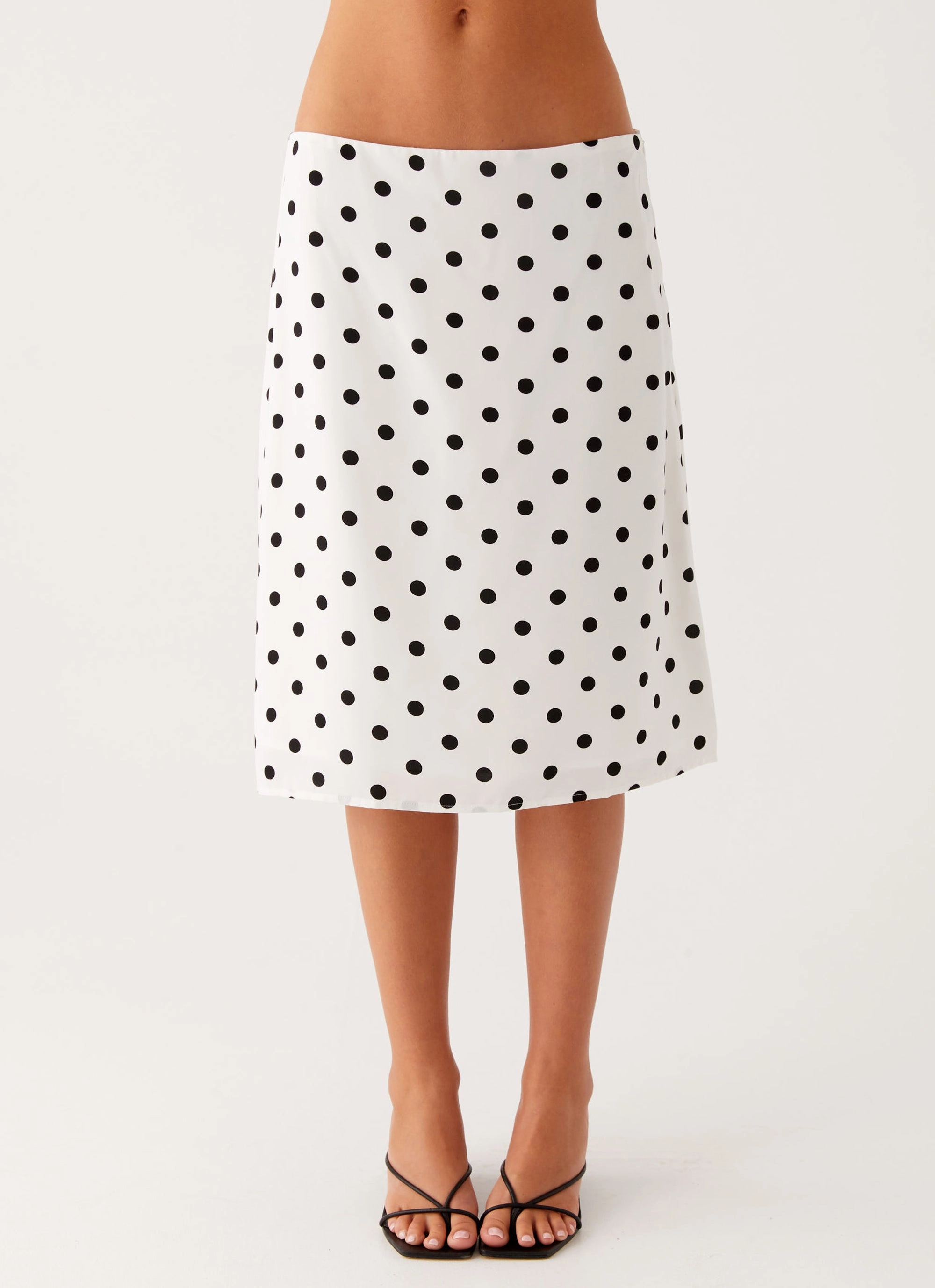 Sport Layer Evoke Chiffon Midi Skirt - White Polka Dot