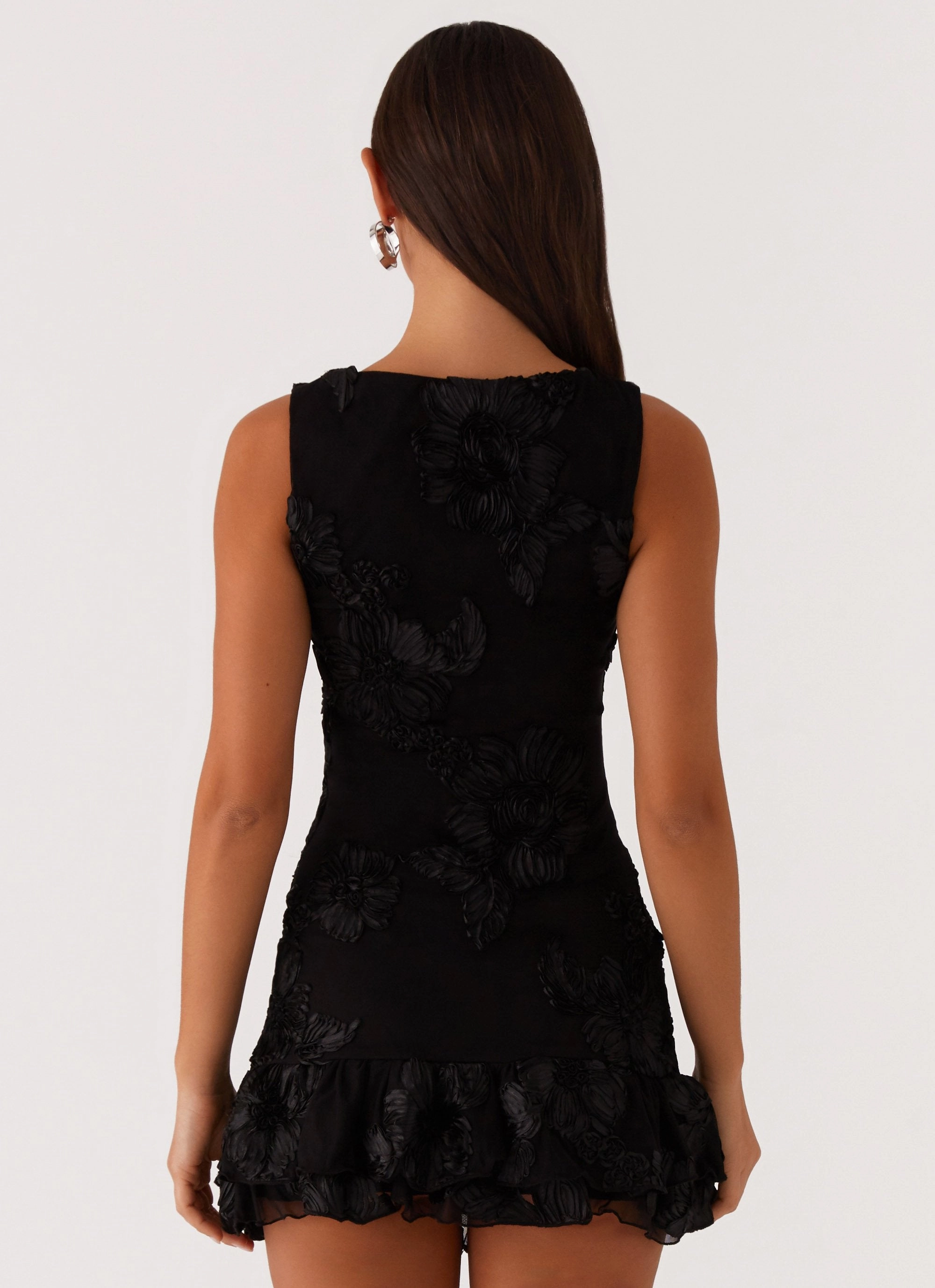 Last Dance High Neck Mini Dress - Black button detail