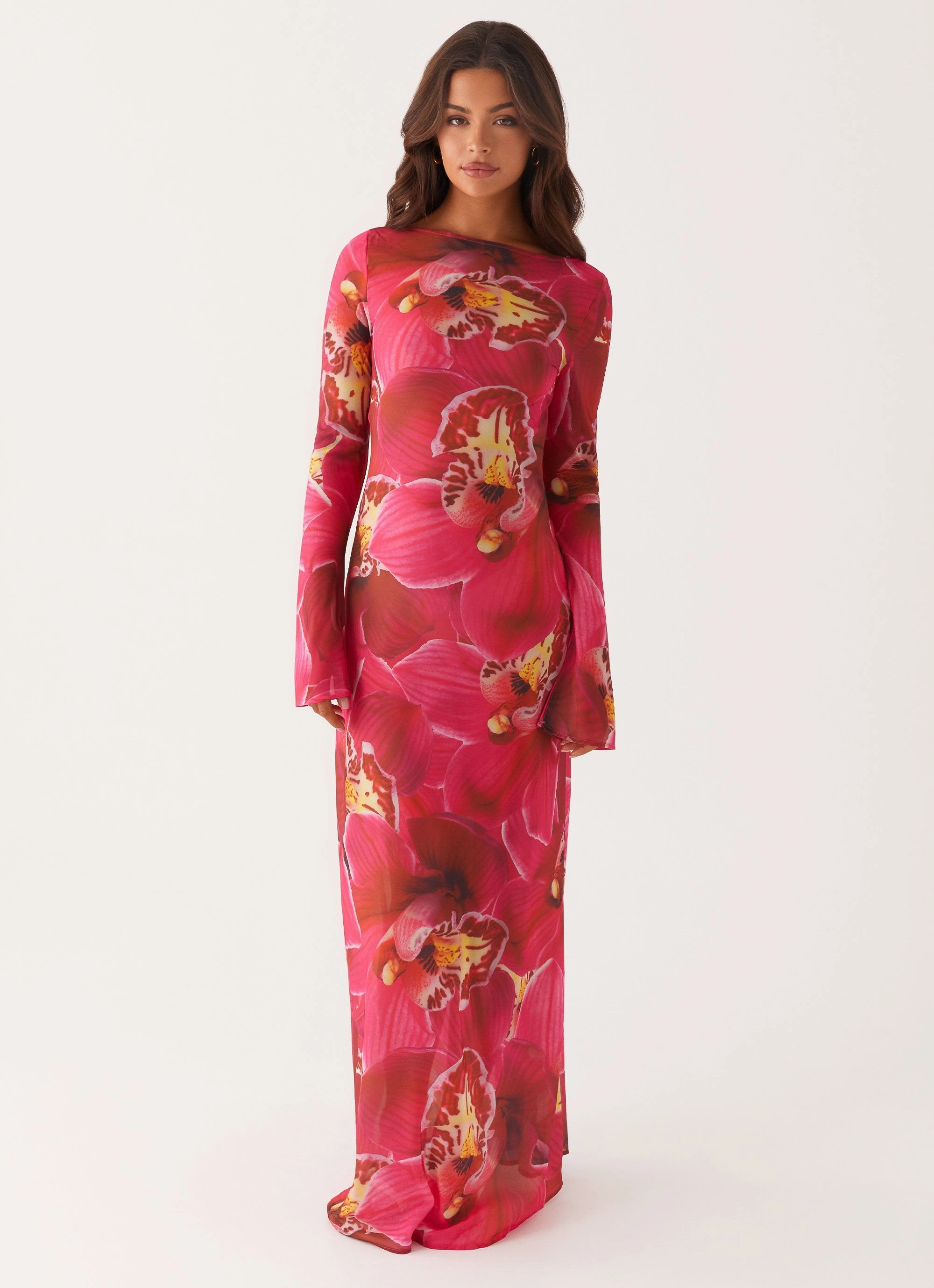 Gemstone-Detail Chic Layered Wear Lorde Maxi Dress - Orchid Pink