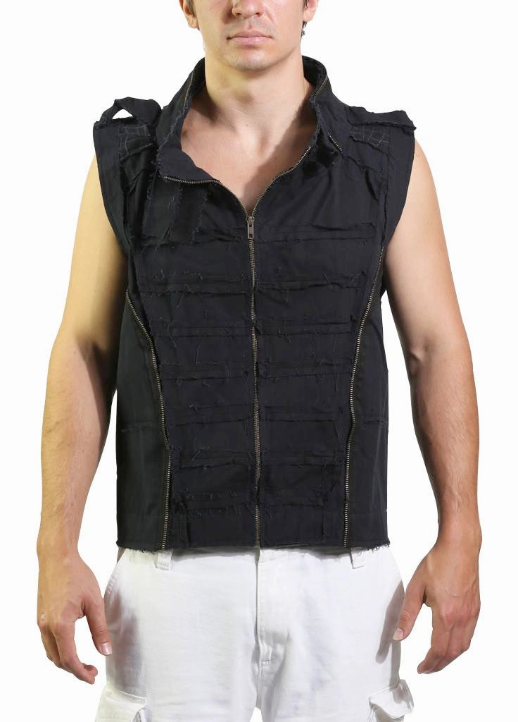 Ribbed collar Steampunk Vest