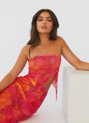 Rooftop Party Mesh Tube Top - Floral Sun All Purpose Casual Cut DoubleStitched