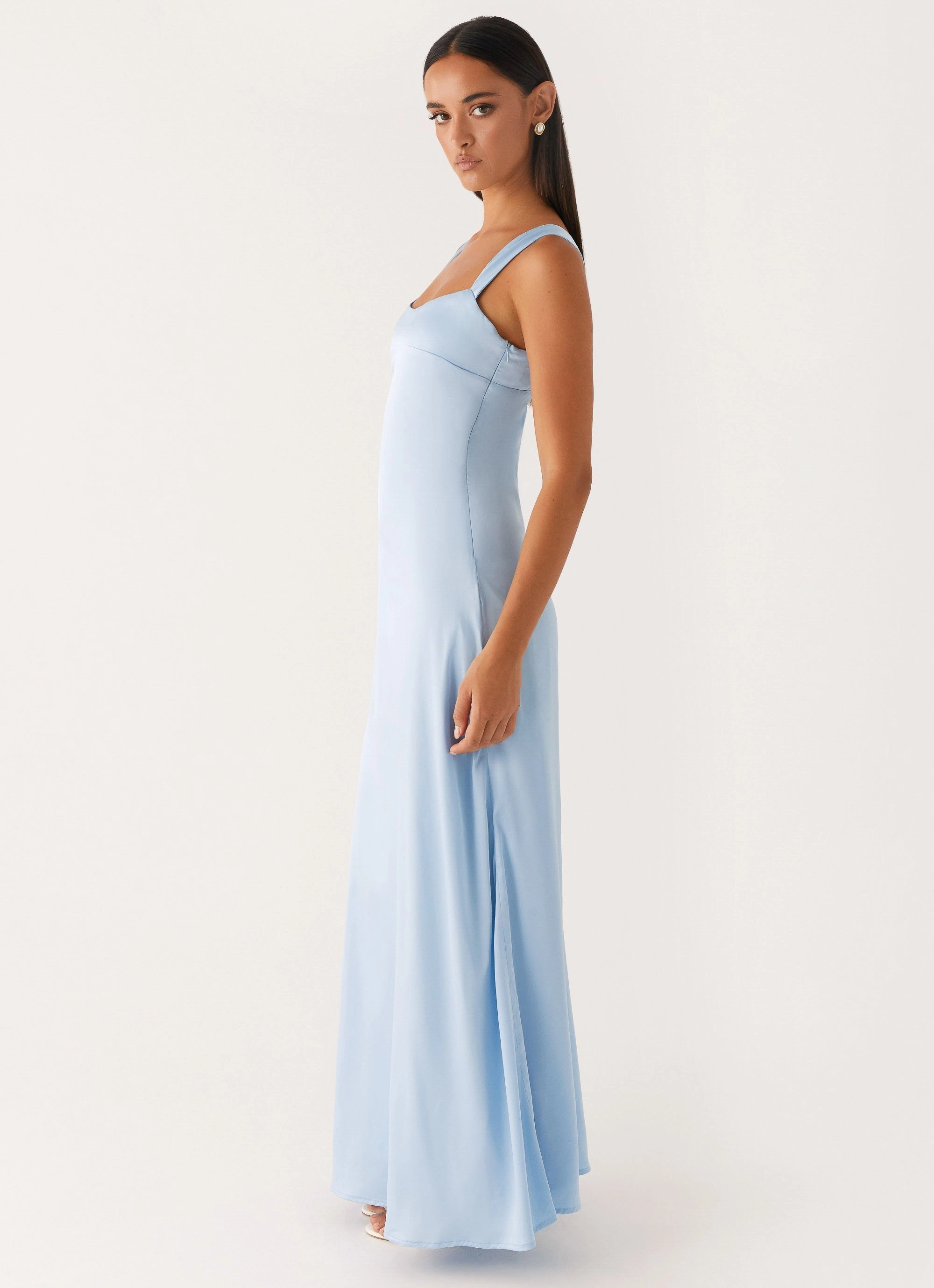 Odette Satin Maxi Dress - Blue Contrast-Lining