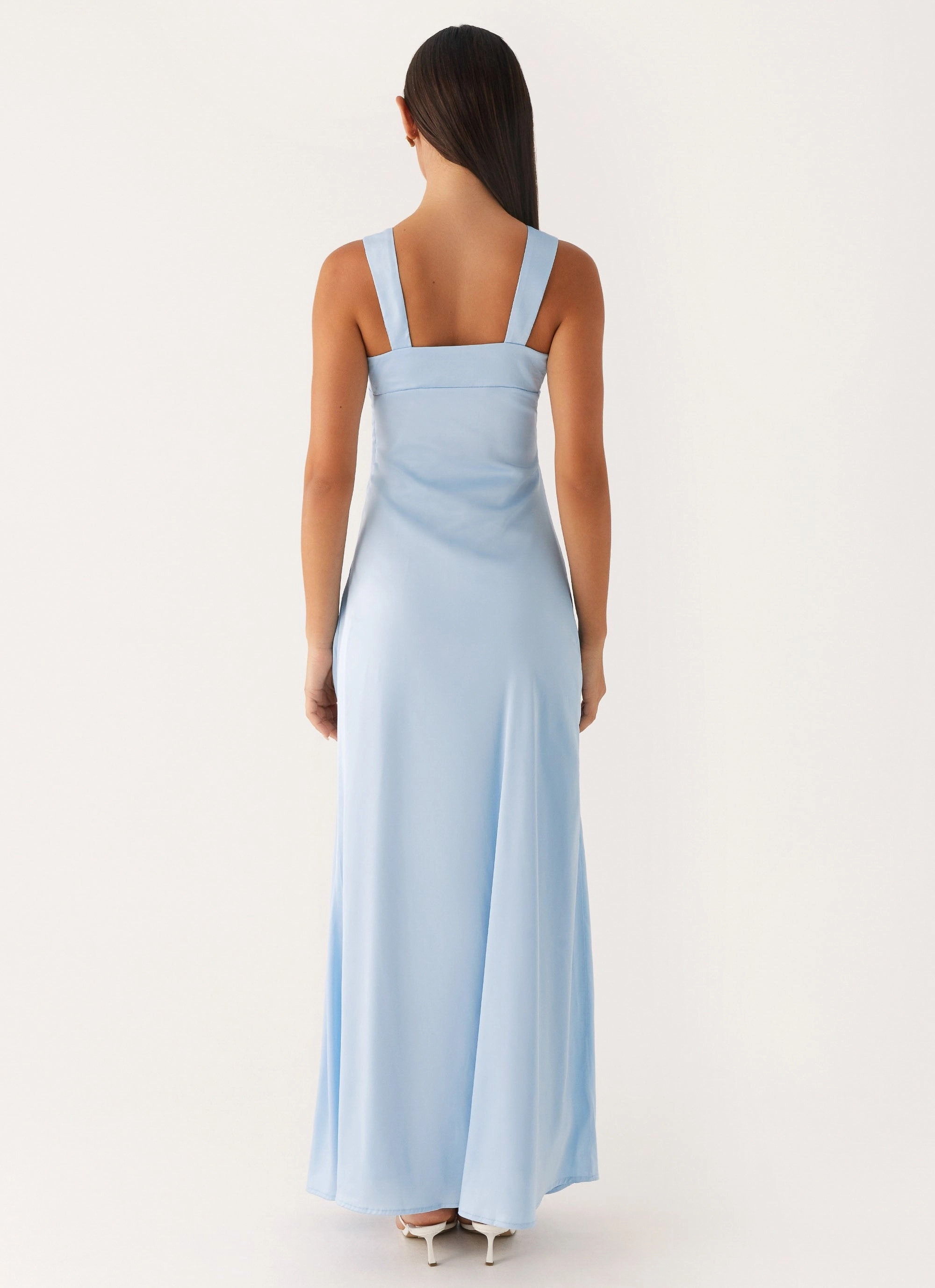 Flare Hem Odette Satin Maxi Dress - Blue