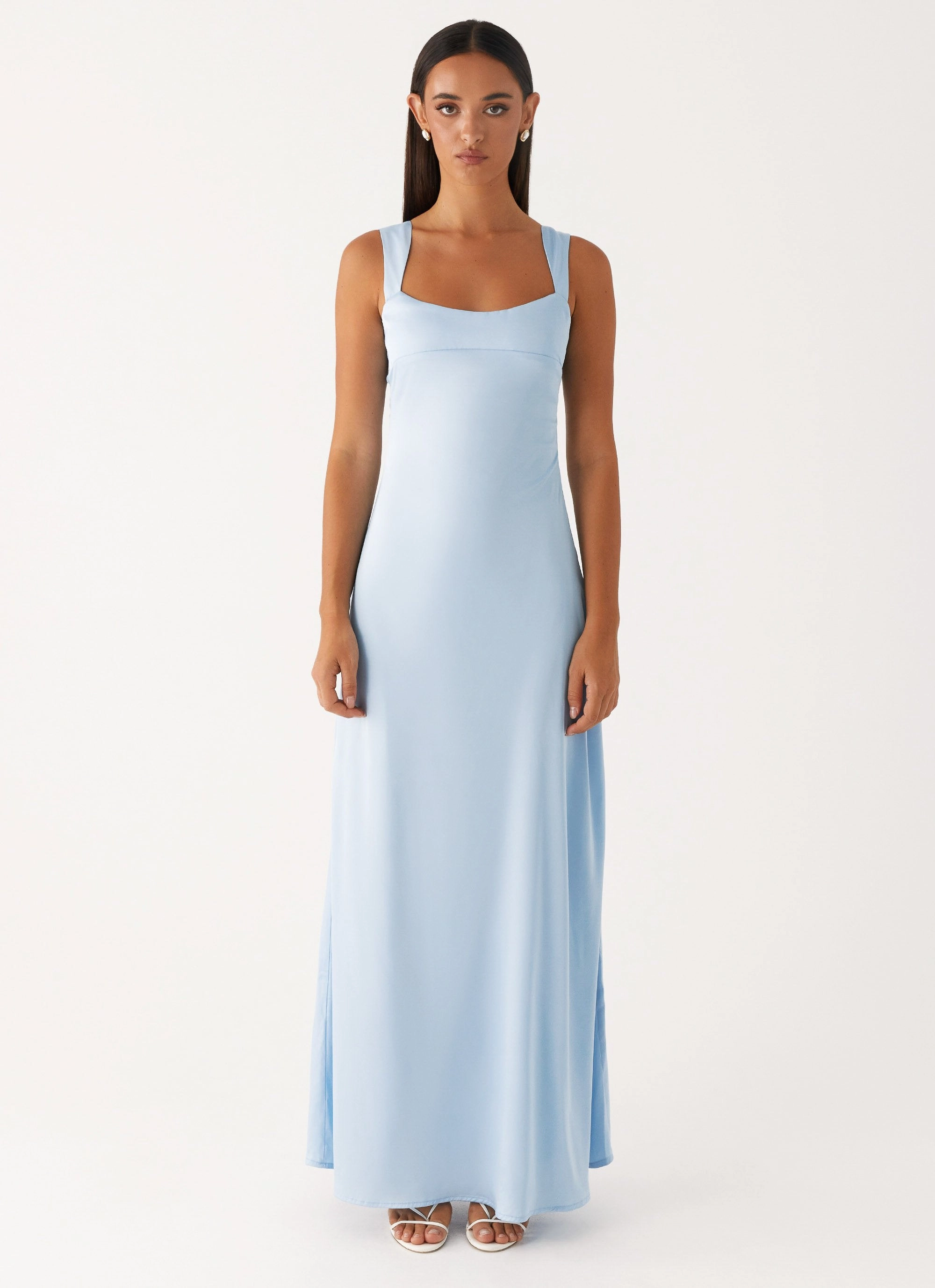 Classic Motion Unlined Look Odette Satin Maxi Dress - Blue