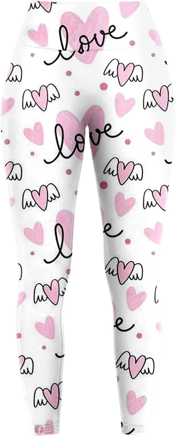 Fall Printed Leggings for Women Plus Size Buttery Soft Valentines Leggings with Pockets Tall Leggings