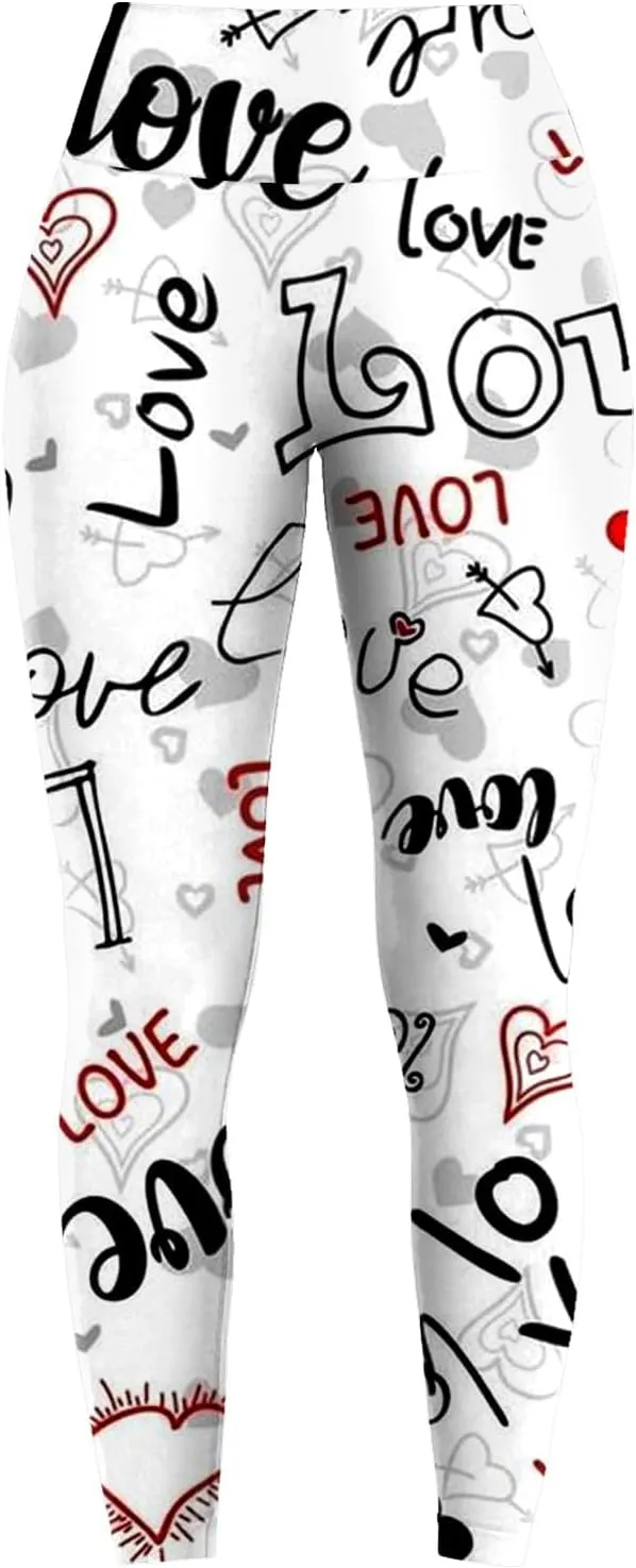 Fall Printed Leggings for Women Plus Size Buttery Soft Valentines Leggings with Pockets Tall Leggings