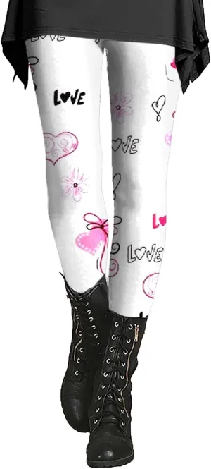 Fall Printed Leggings for Women Plus Size Buttery Soft Valentines Leggings with Pockets Tall Leggings