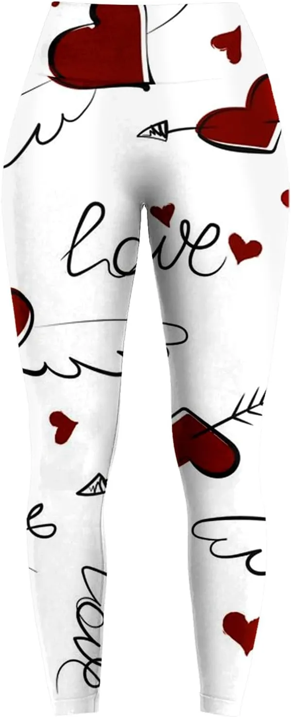 Fall Printed Leggings for Women Plus Size Buttery Soft Valentines Leggings with Pockets Tall Leggings