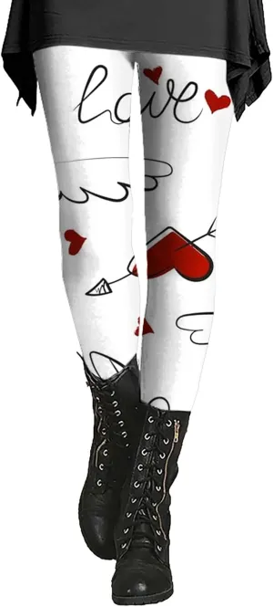Fall Printed Leggings for Women Plus Size Buttery Soft Valentines Leggings with Pockets Tall Leggings