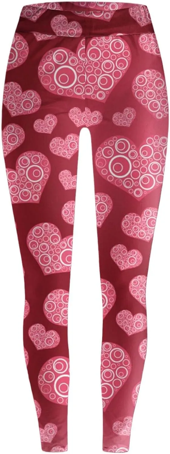 Fall Printed Leggings for Women Plus Size Buttery Soft Valentines Leggings with Pockets Tall Leggings