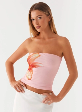 Fall For You Strapless Top - Pink Minimalist Collar NonToxic Certification