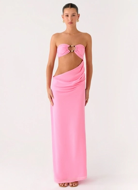 Silky Movement All-season garment Falling Forever Strapless Beaded Maxi Dress - Pink