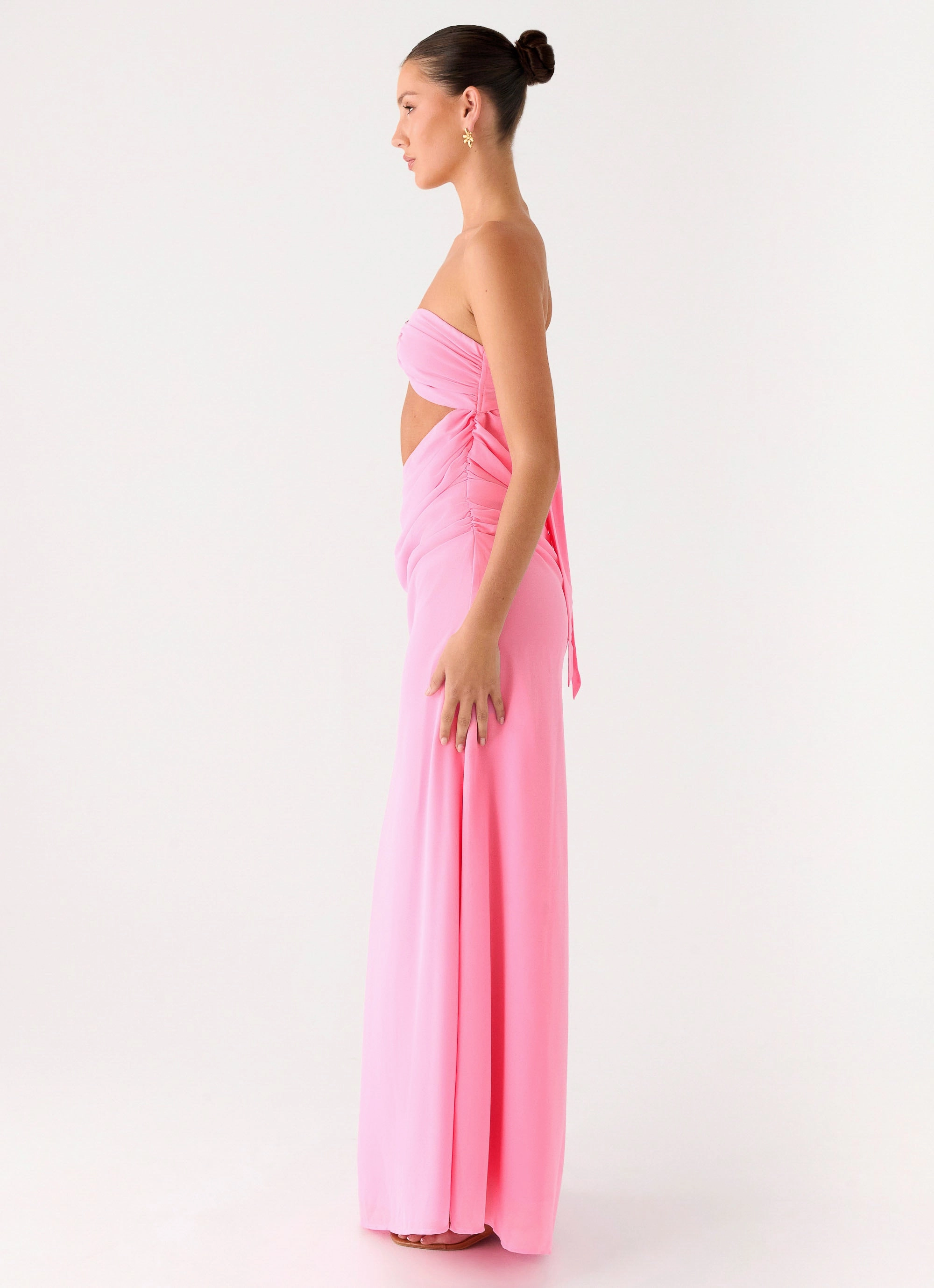 Falling Forever Strapless Beaded Maxi Dress - Pink Polished Form Walk Mood