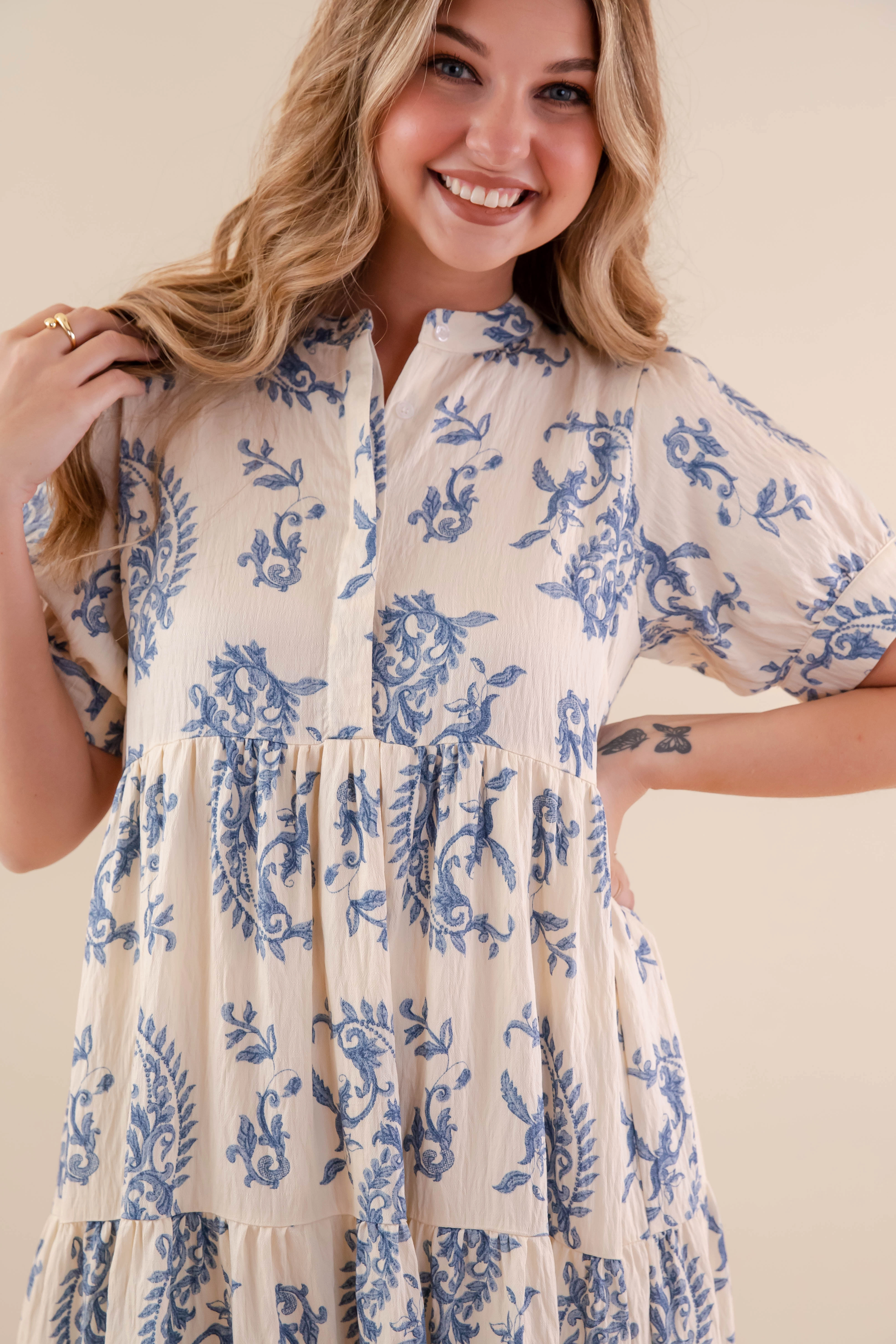 Built-In-Slip RESTOCK: Waves Of Life Midi Dress