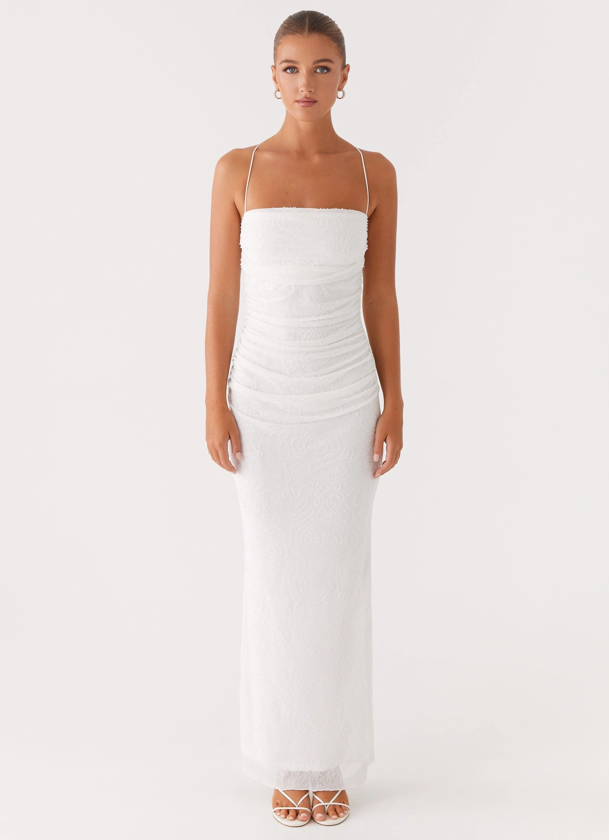 Paxton Beaded Maxi Dress - White Moment Light Fringe-Detail