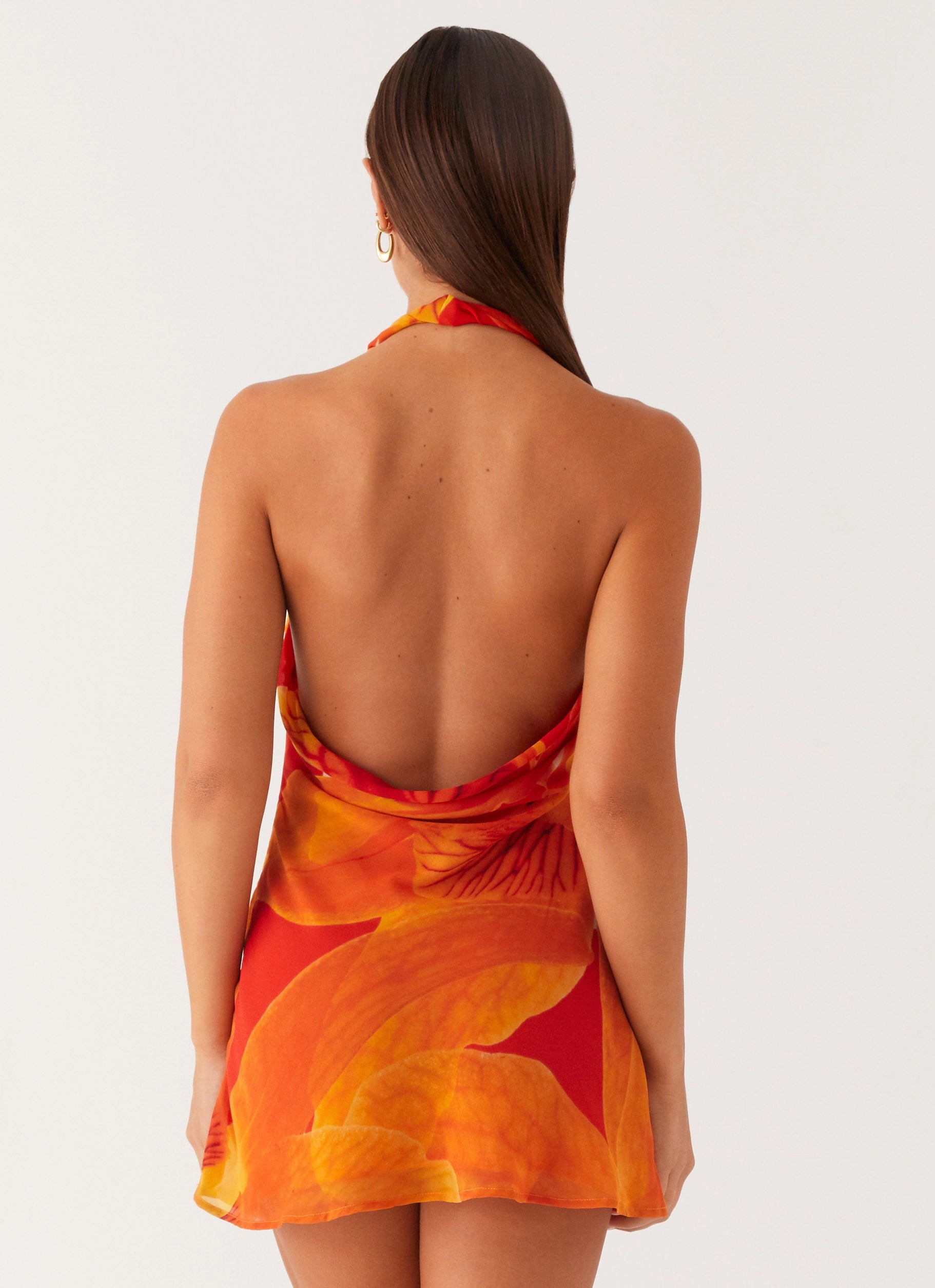 Solar Beam Cowl Mini Dress - Serene Orange Stylish Design Summer Wardrobe