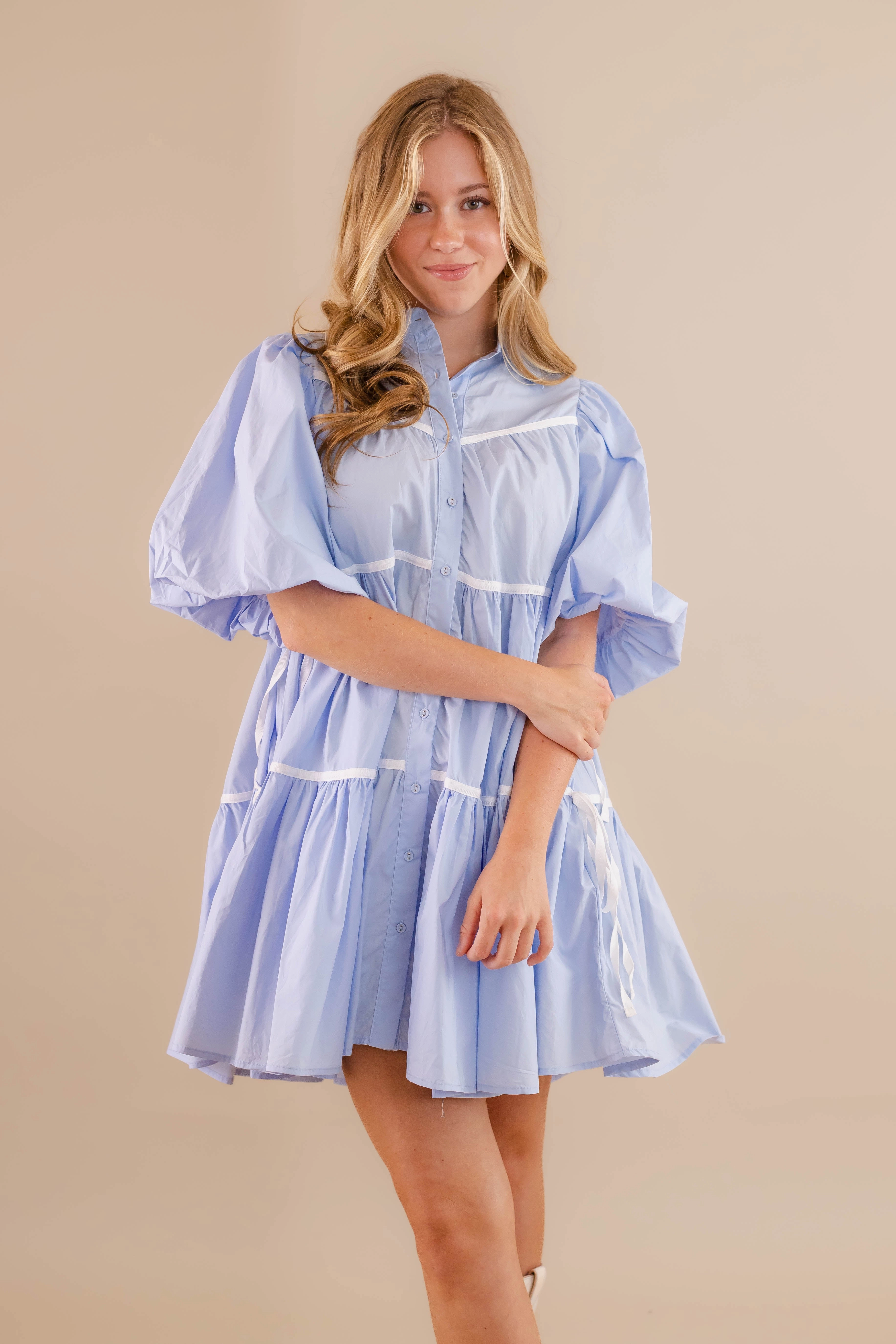 Smooth Detail When You Have It All Dress- Blue