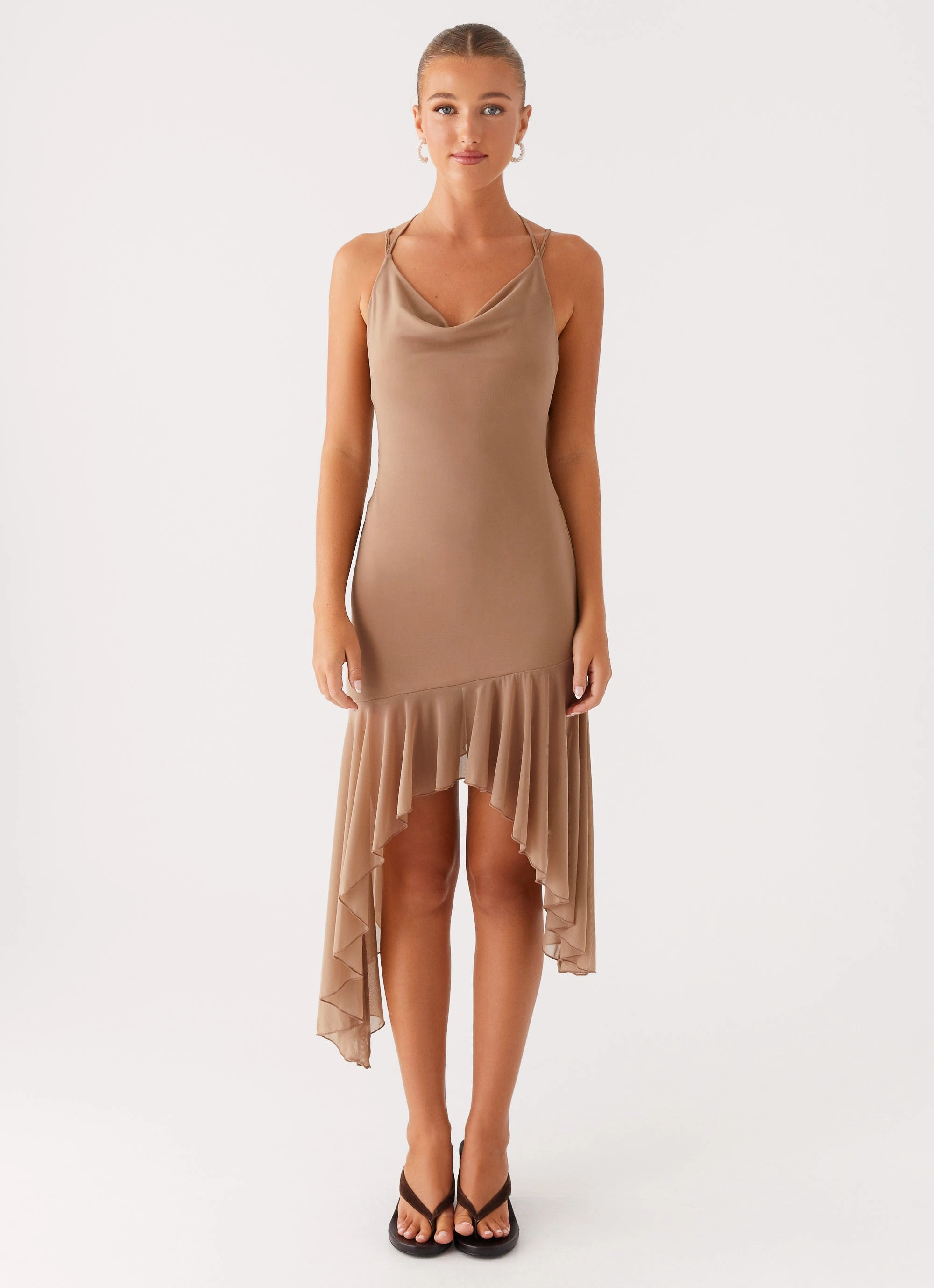 Bessie Midi Dress - Beige All Inclusive Night Vibes