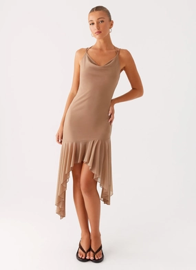 Airy Weave Bessie Midi Dress - Beige