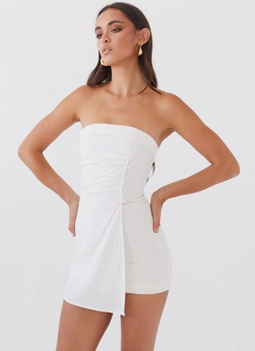 Lavinia Linen Tube Mini Dress - White Comfortable travel dress Relax Line