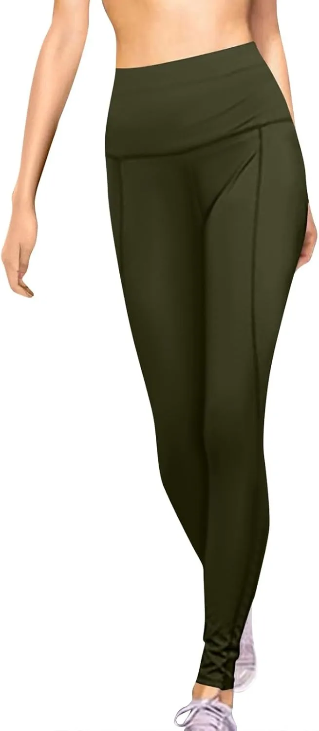 fanmpghleoo Workout Leggings for Women Tummy Control Compression Leggings 7/8 Athletic High Waisted Leggings with Pockets