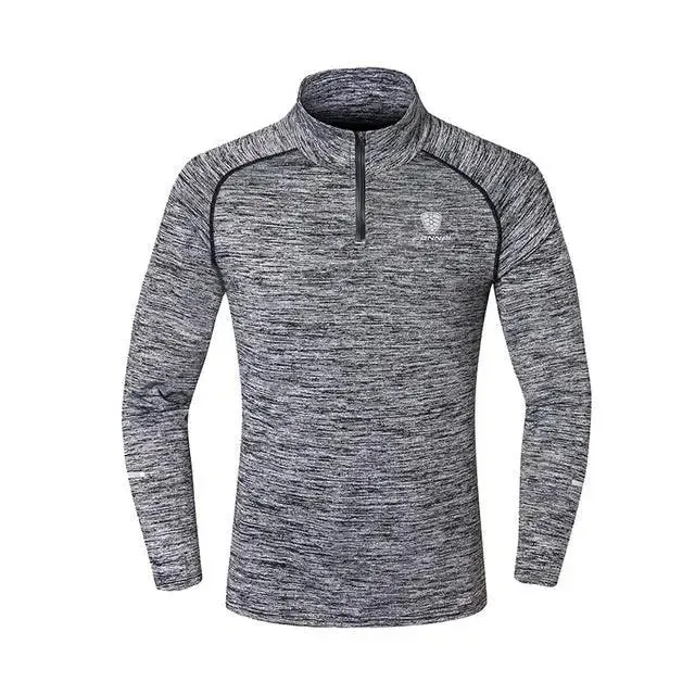 Fannai men’s quick dry long sleeve zip t-shirt fitness outdoor
