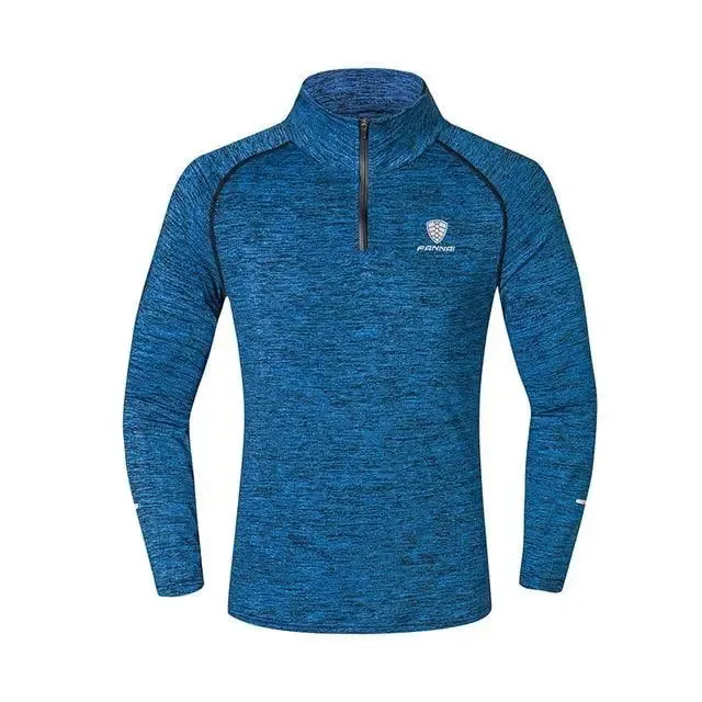 Fannai men’s quick dry long sleeve zip t-shirt fitness outdoor