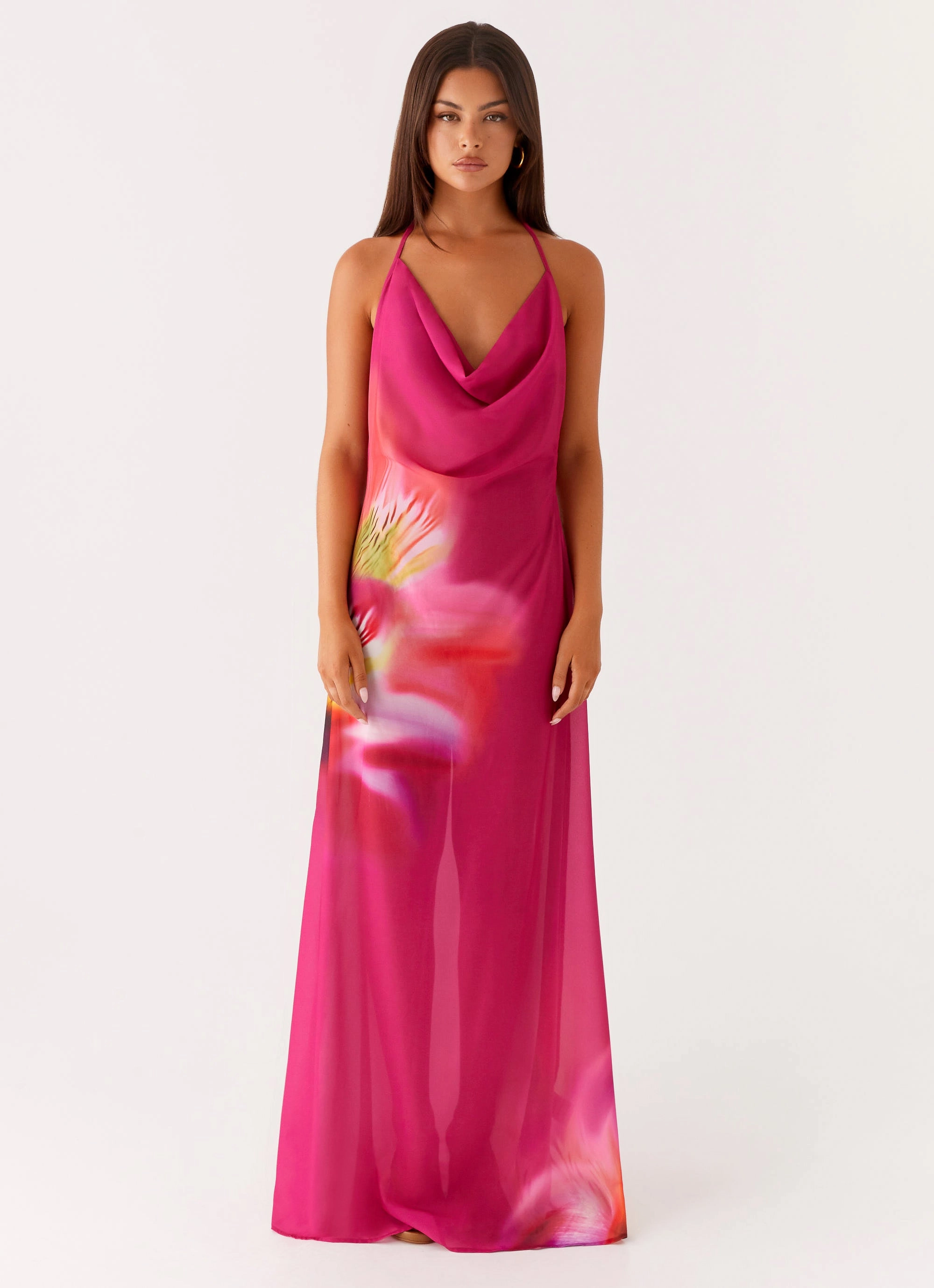 Fantasy Maxi Dress - Pink Tropical Simple Flow Relaxed Finish