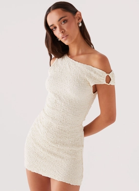 Farah Off Shoulder Mini Dress - White Effortless Elegance Low Maintenance