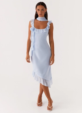 Fariday Midi Dress - Blue Sleek Comfort Elegant Flow