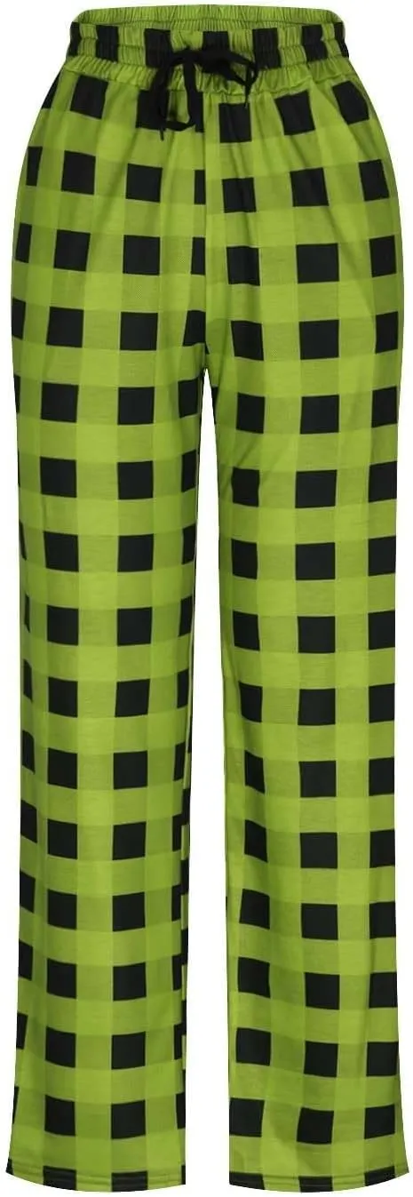 Fashion Men's Casual Plaid Loose Sport Plaid Pajama Pants Trousers