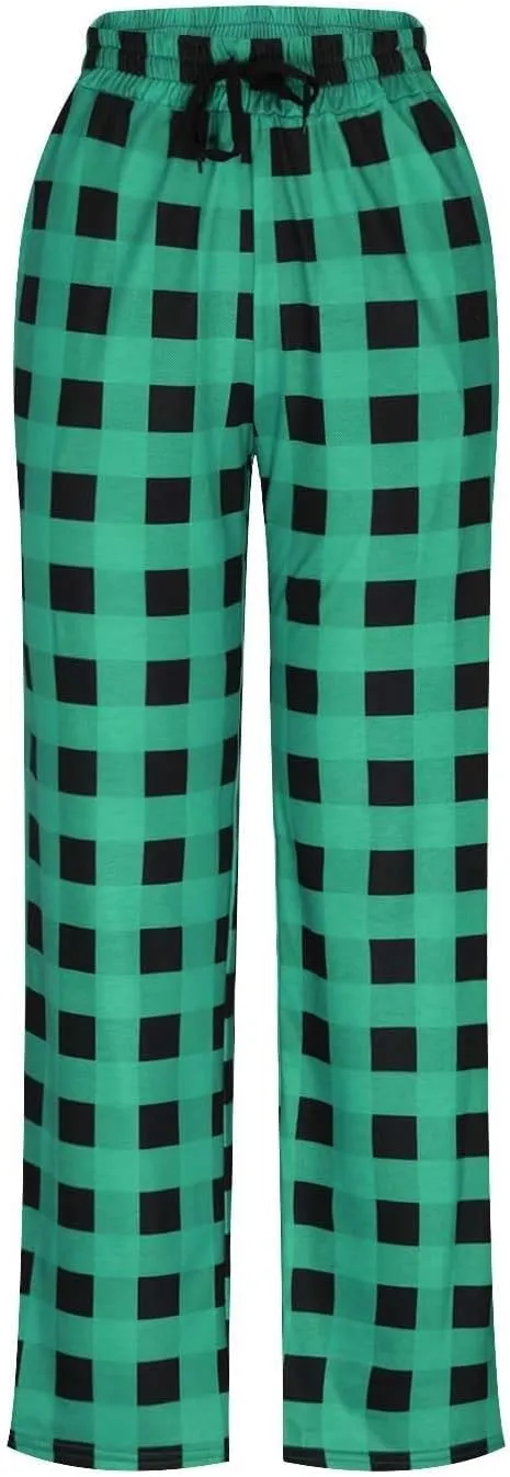 Fashion Men's Casual Plaid Loose Sport Plaid Pajama Pants Trousers