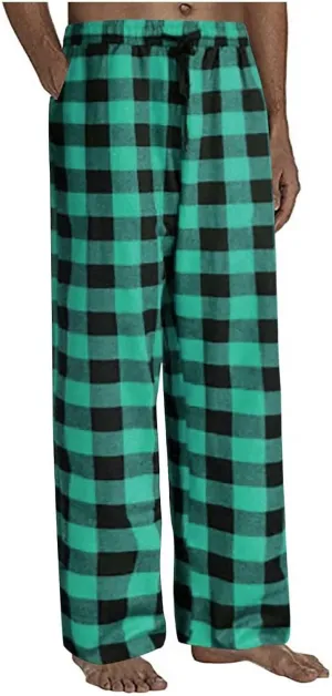 Fashion Men's Casual Plaid Loose Sport Plaid Pajama Pants Trousers