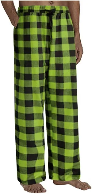 Fashion Men's Casual Plaid Loose Sport Plaid Pajama Pants Trousers