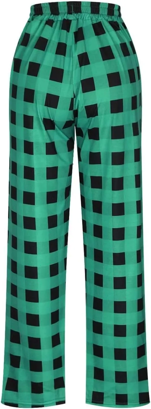 Fashion Men's Casual Plaid Loose Sport Plaid Pajama Pants Trousers