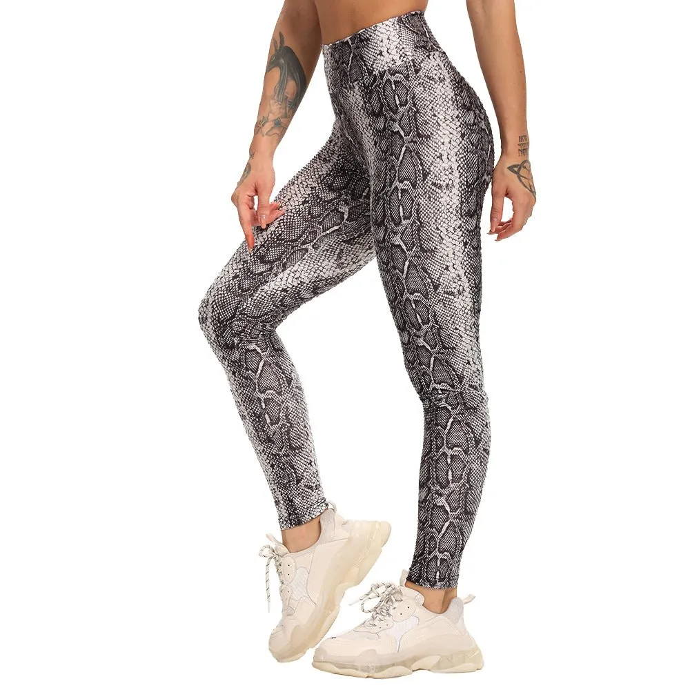 Fashion Snake Print Yoga Pants Elastic animal skin sports leggings Leopard Print Fitness Women pants High Waist gym sportswear