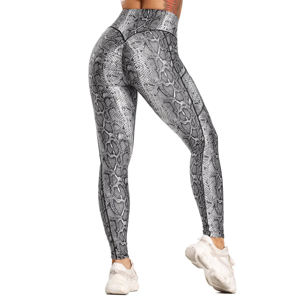 Fashion Snake Print Yoga Pants Elastic animal skin sports leggings Leopard Print Fitness Women pants High Waist gym sportswear