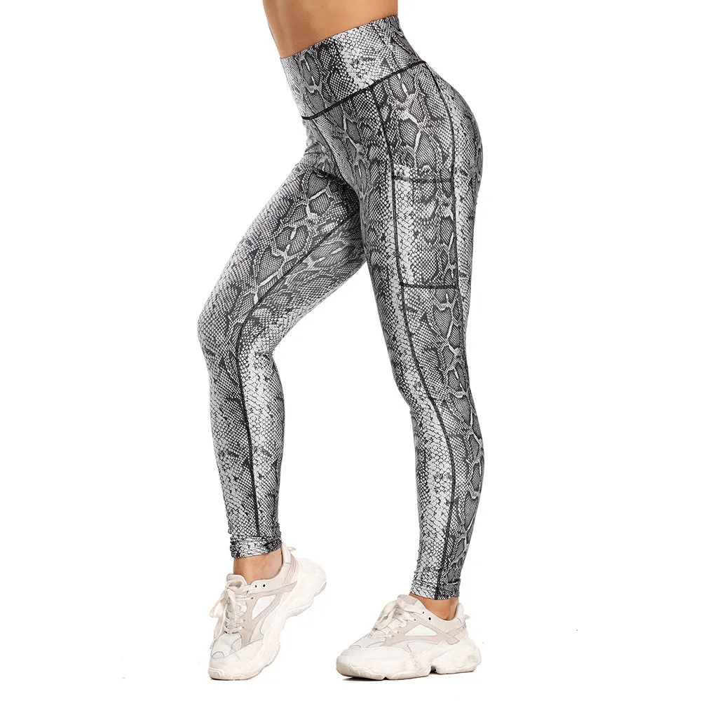 Fashion Snake Print Yoga Pants Elastic animal skin sports leggings Leopard Print Fitness Women pants High Waist gym sportswear