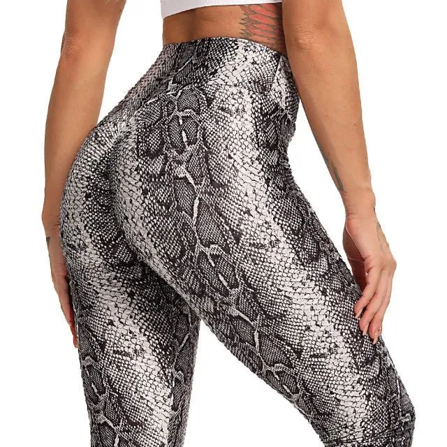 Fashion Snake Print Yoga Pants Elastic animal skin sports leggings Leopard Print Fitness Women pants High Waist gym sportswear