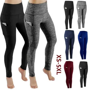 Fashion Women's High Waist Skinny Leggings with Pockets for Gym Workout and Yoga Trousers
