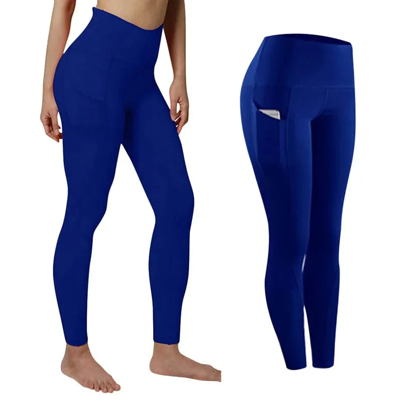 Fashion Women's High Waist Skinny Leggings with Pockets for Gym Workout and Yoga Trousers