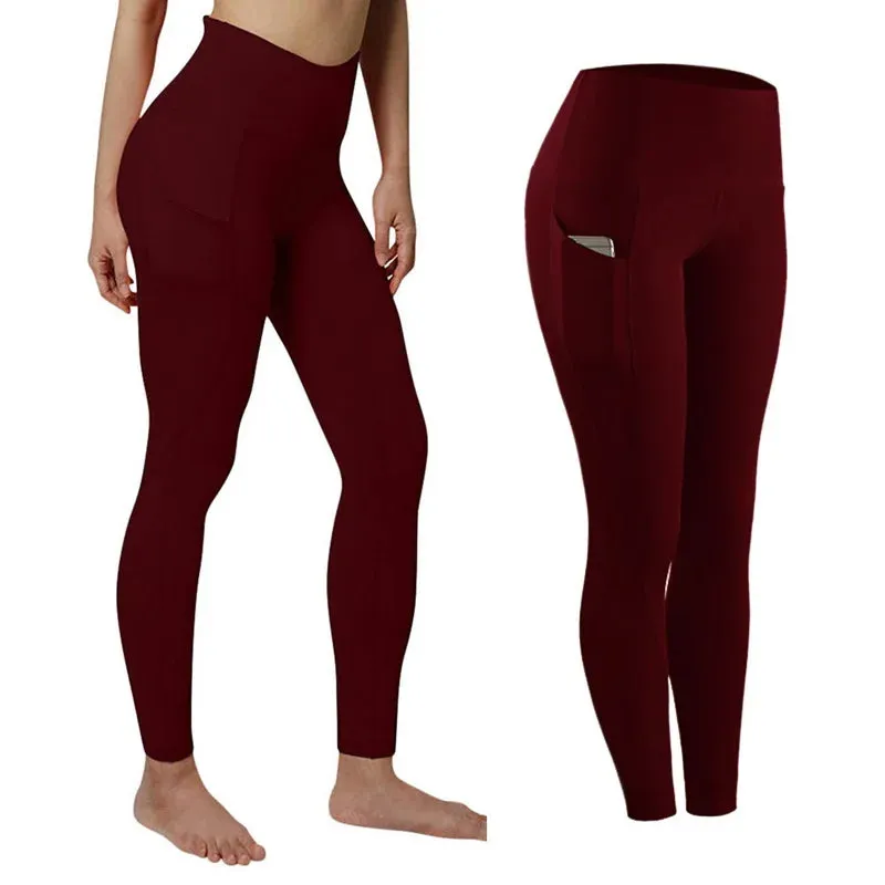 Fashion Women's High Waist Skinny Leggings with Pockets for Gym Workout and Yoga Trousers