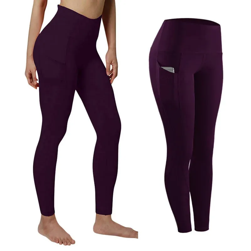 Fashion Women's High Waist Skinny Leggings with Pockets for Gym Workout and Yoga Trousers