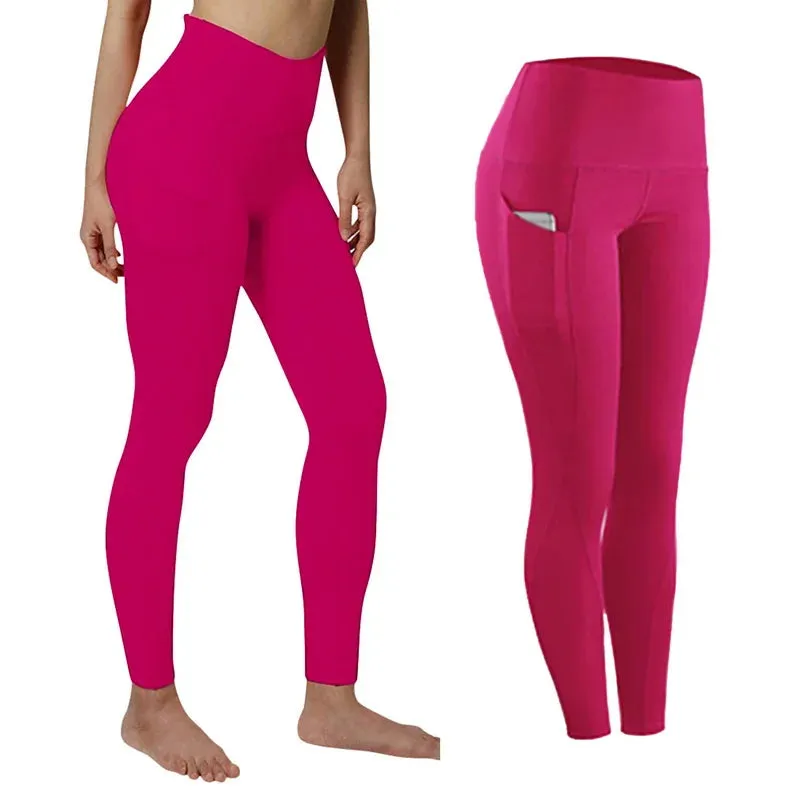 Fashion Women's High Waist Skinny Leggings with Pockets for Gym Workout and Yoga Trousers