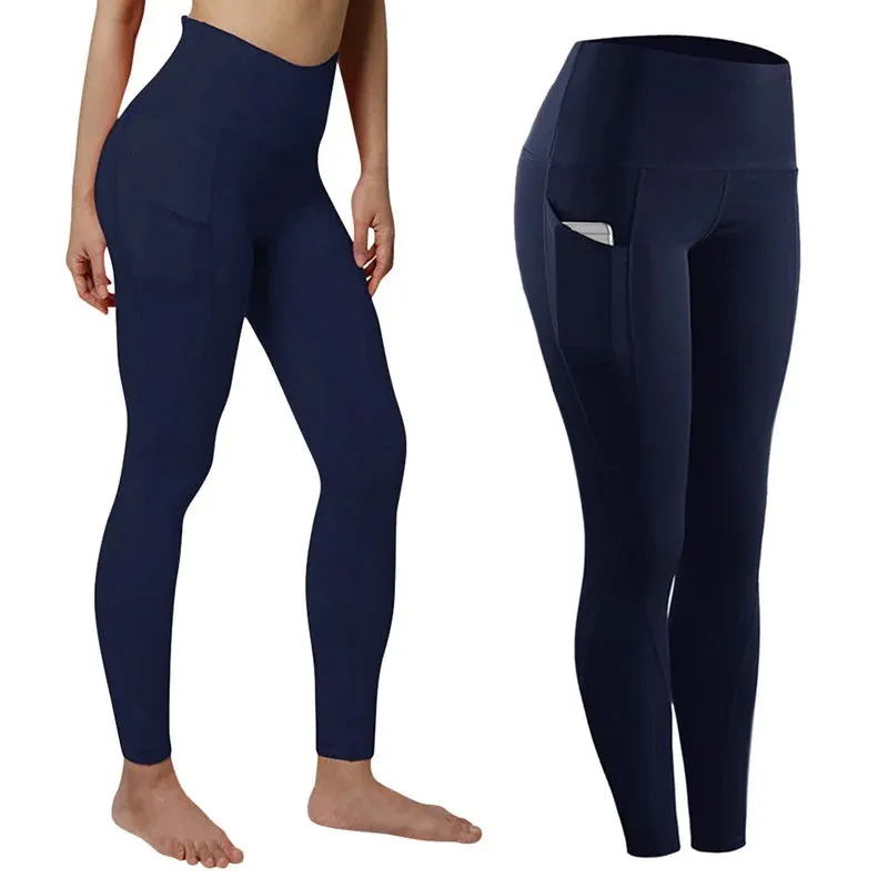 Fashion Women's High Waist Skinny Leggings with Pockets for Gym Workout and Yoga Trousers