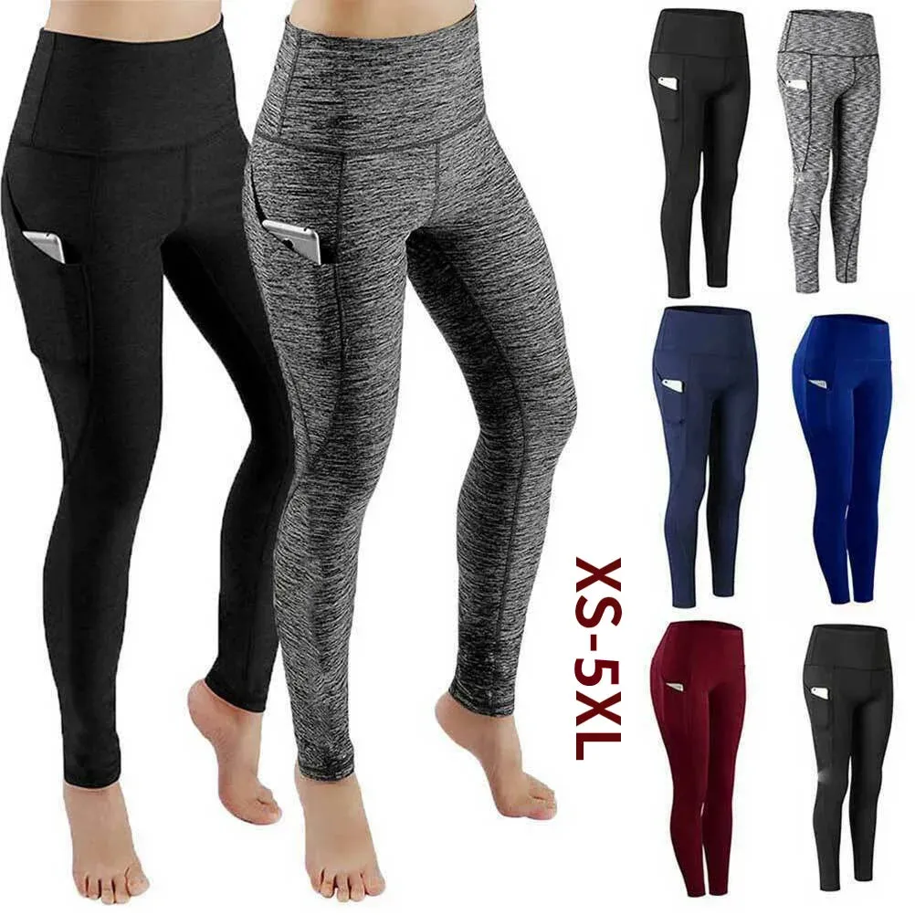 Fashion Women's High Waist Skinny Leggings with Pockets for Gym Workout and Yoga Trousers