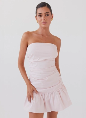 Dear Taylor Ruched Mini Dress - Pink Cloud Effortless Wear Autumn Mood