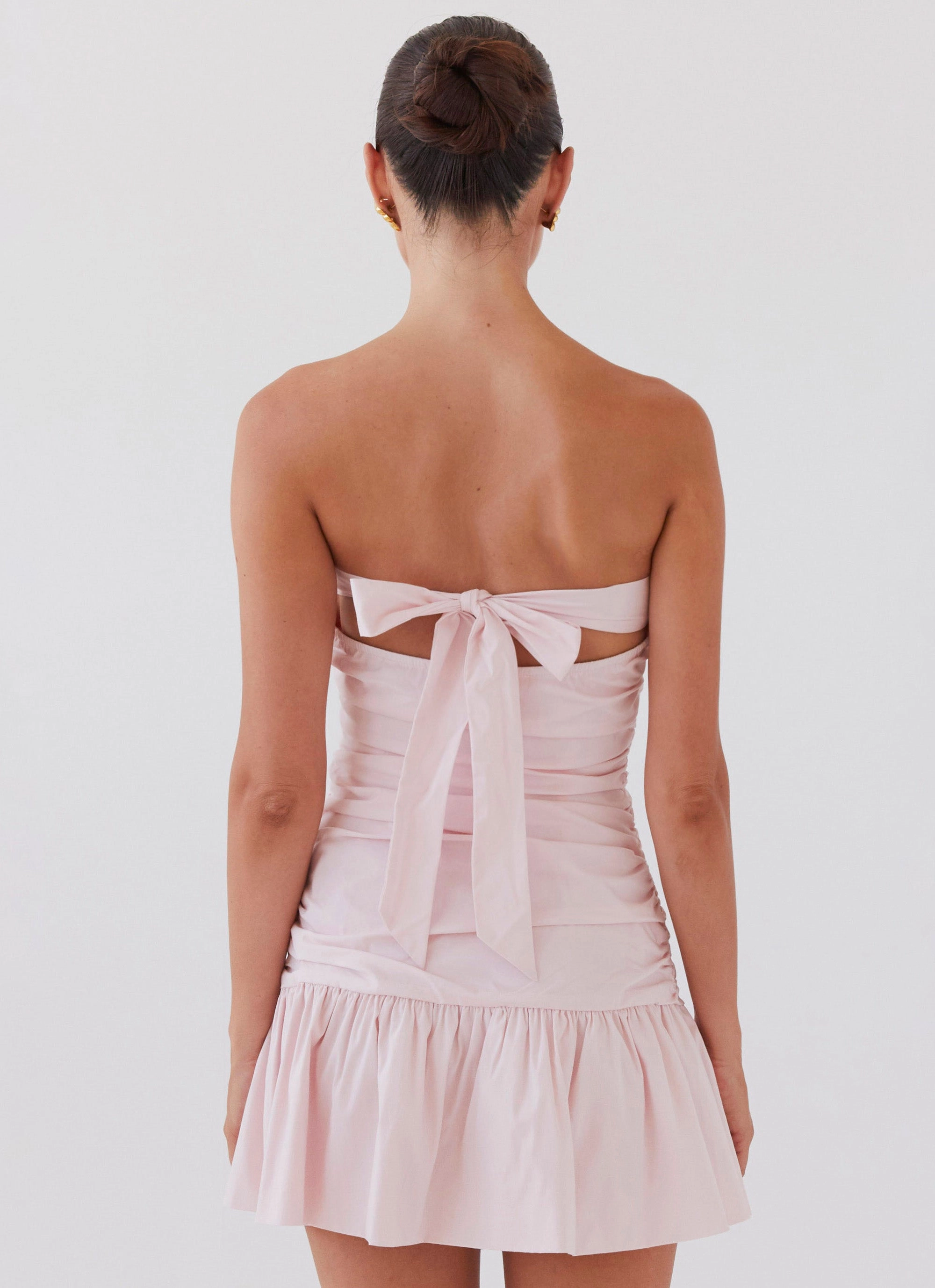 Daily Silhouette Decorative-Design Dear Taylor Ruched Mini Dress - Pink Cloud