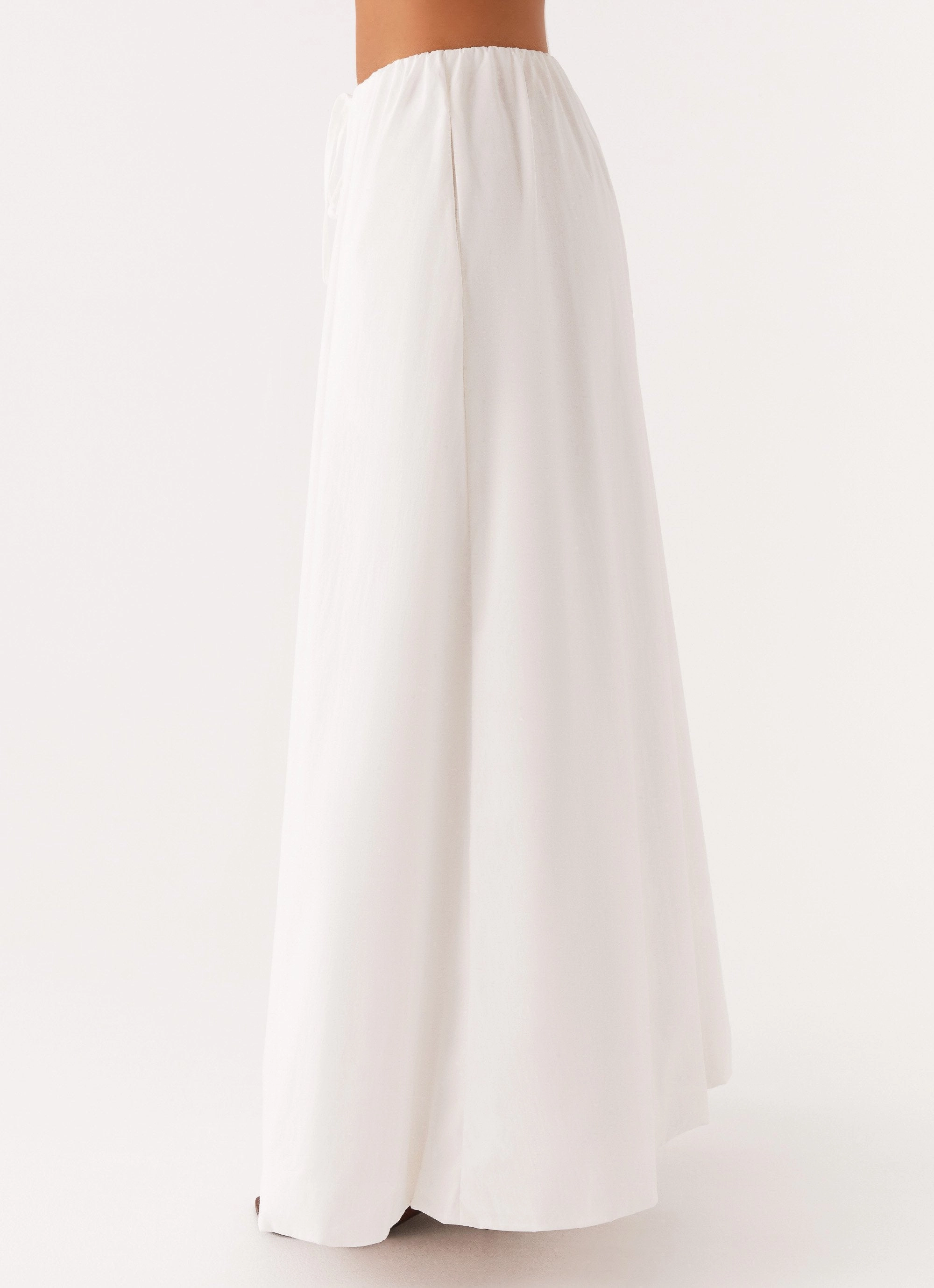Cheryl Maxi Skirt - White AntiSlipWaistband Soft Touch Material