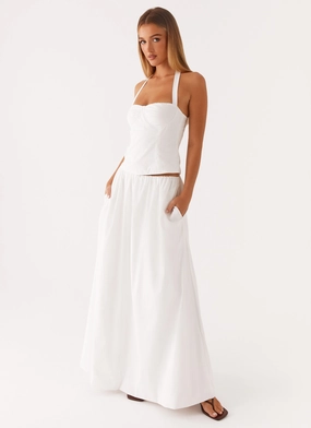 Low Bulk Material Cheryl Maxi Skirt - White